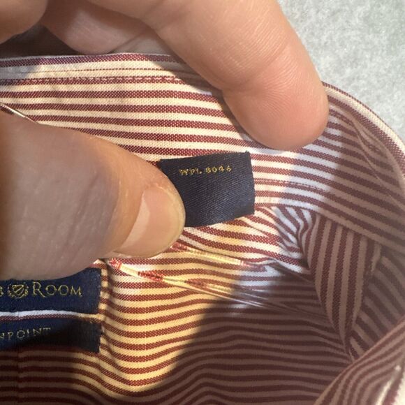 Club Room Pinpoint Men’s Dress Shirt 16 34/35 Easy Care LS White w/ Red Stripes - Picture 5 of 11